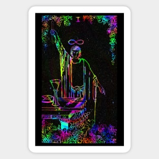 The Trippy Magician Tarot Card - in Space! Sticker